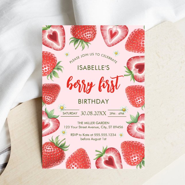 Berry First Birthday 1st Birthday Invitation Einladung (Von Creator hochgeladen)