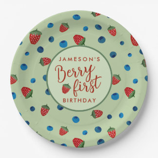 Berry First Birthday Blueberries und Strawberries Pappteller