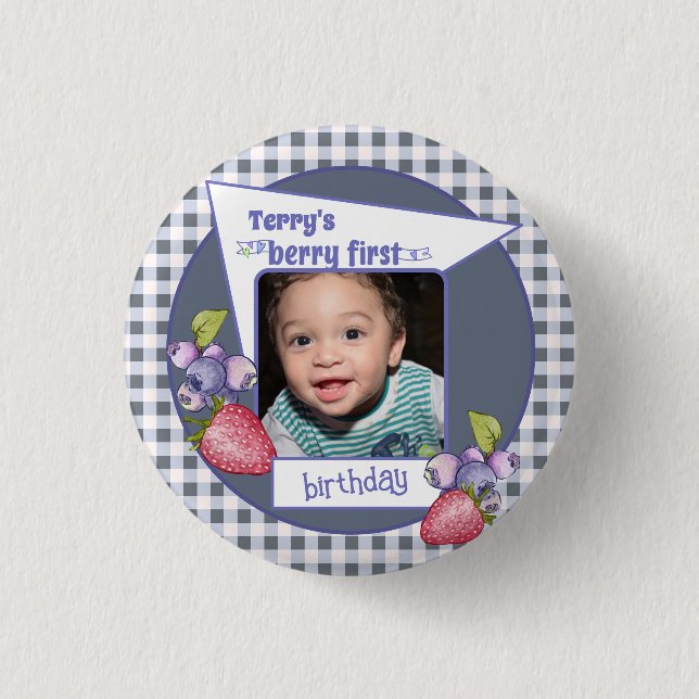 Berry First Birthday Button (Vorderseite)