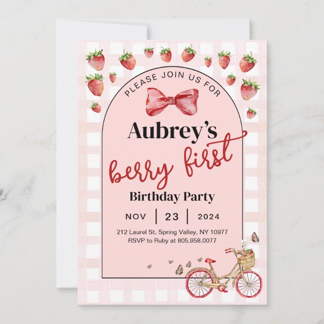 Berry First Birthday Einladung (Vorderseite)