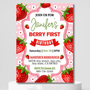 Berry First Birthday Einladung, Editable 1st Birt Einladung