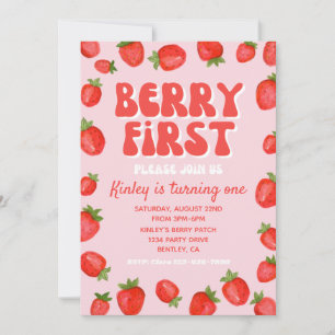 Berry First Birthday Einladung   Erdbeere
