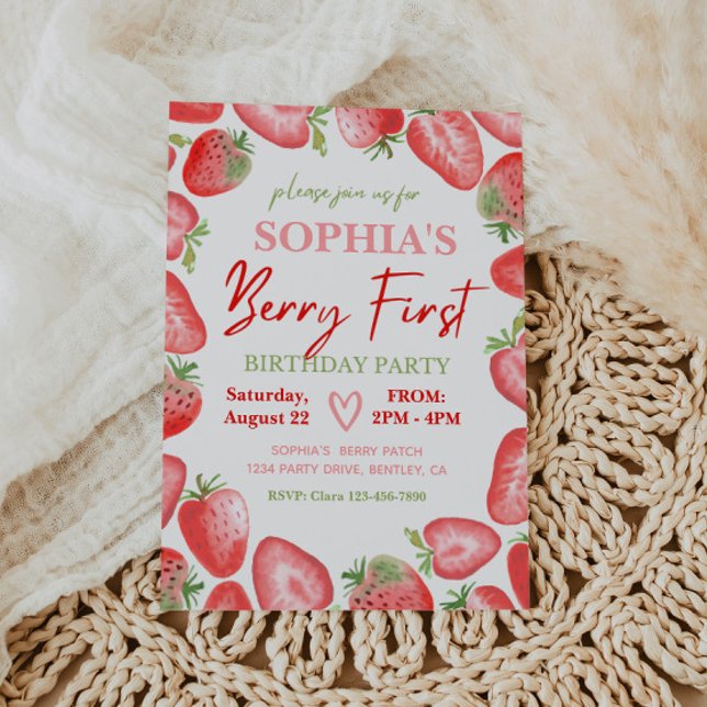Berry First Birthday Einladung | Erdbeere (Von Creator hochgeladen)