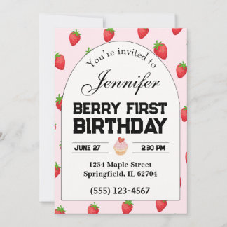 Berry First Birthday Einladung Strawberry Einladun