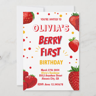 Berry First Birthday Einladung Strawberry Party