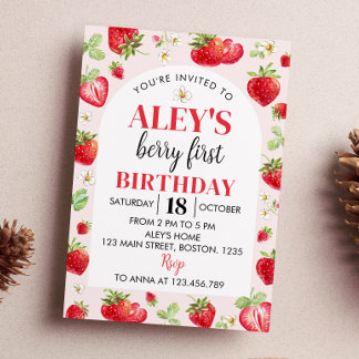 Berry First Birthday Einladung Strawberry Thema