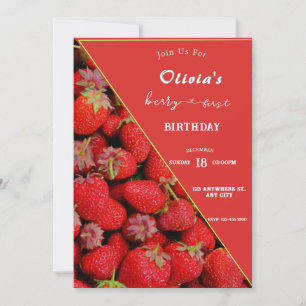 Berry First Birthday Einladung Strawberry Theme
