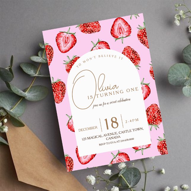 Berry First Birthday Einladung Wasserfarbe (Von Creator hochgeladen)