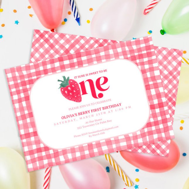 Berry First Birthday Einladung - Wasserfarbenstroh (Von Creator hochgeladen)