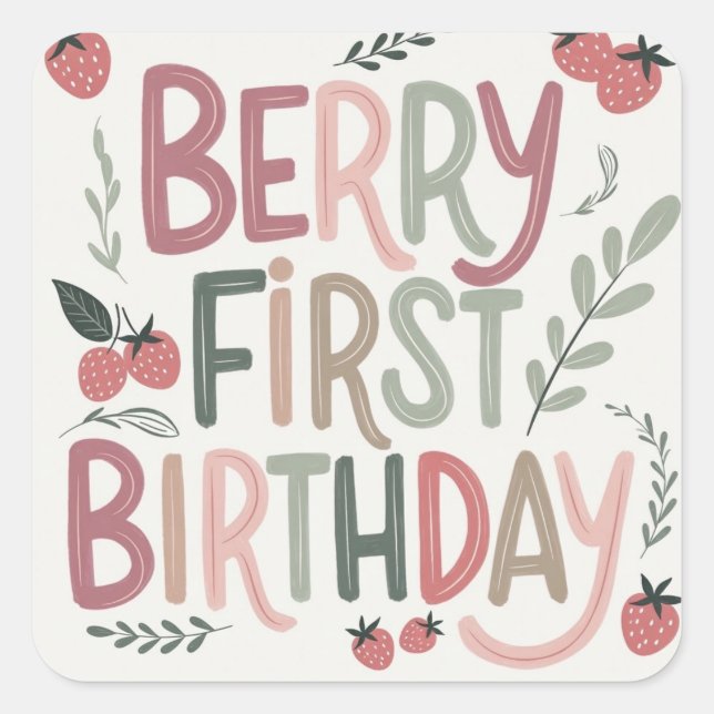 Berry First Birthday for Girls Sticker (Vorderseite)