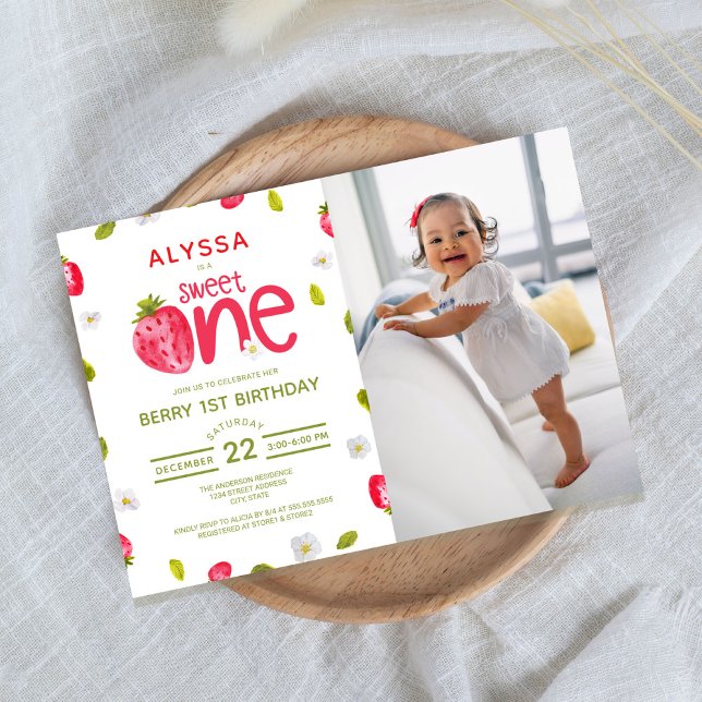 Berry First Birthday Foto Einladung (Von Creator hochgeladen)