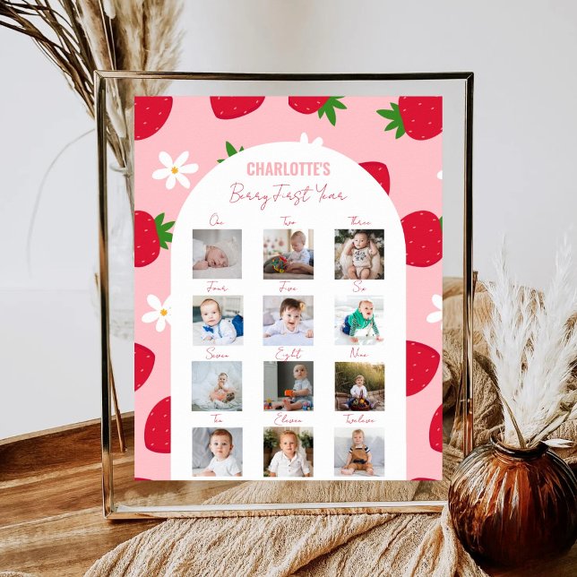 Berry First Birthday Foto Meilenstein Sweet One Poster (Von Creator hochgeladen)