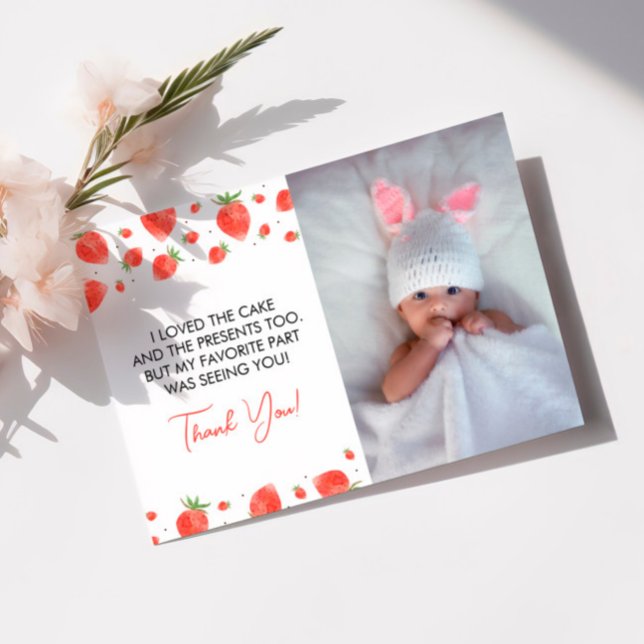 Berry First Birthday Foto Vielen Dank Einladung (Von Creator hochgeladen)