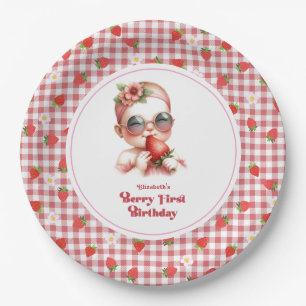 Berry First Birthday Gingham Pappteller