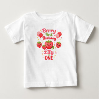 Berry First Birthday Girl Strawberry 1st Birthday Baby T-shirt