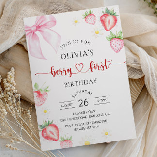 Berry First Birthday Invitation for Girl Party Einladung