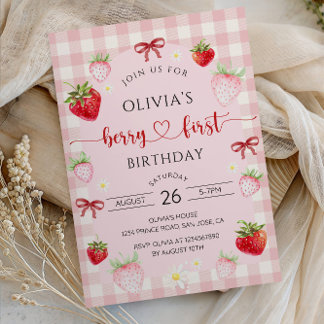 Berry First Birthday Invitation for Girl Party Einladung