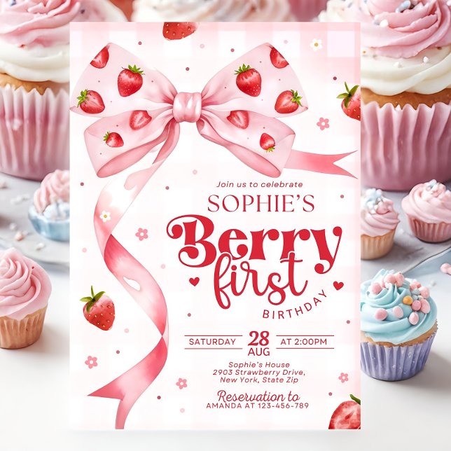 Berry First Birthday Invitation, Strawberry Birthd Einladung (Von Creator hochgeladen)