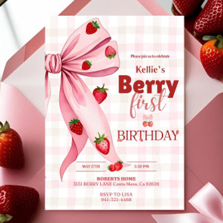 Berry First Birthday Invite Strawberry Birthday 1 Einladung