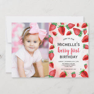 Berry First Birthday Invite, Strawberry Birthday Einladung
