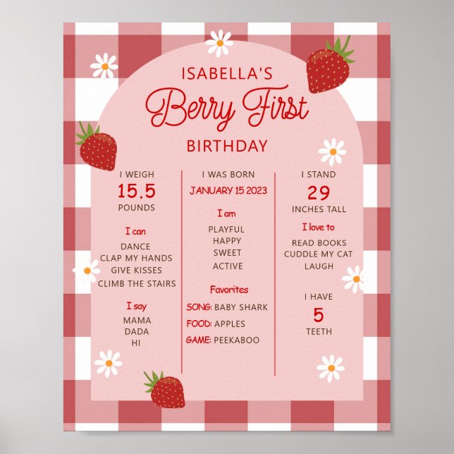 Berry First Birthday Milestone Poster (Vorne)