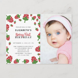 Berry First Birthday Niedlich Strawberry Foto Einl Postkarte