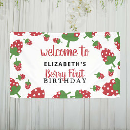 Berry First Birthday Niedlich Strawberry Girl Banner
