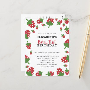 Berry First Birthday Niedlich Strawberry Kawaii Gi Postkarte