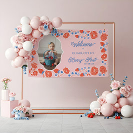 Berry First Birthday Niedlich Strawberry Welcome F Banner