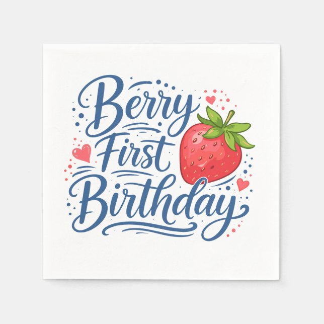 Berry First Birthday | One Year Old Party Serviette (Vorderseite)