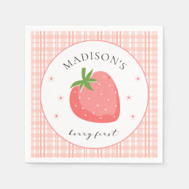Berry First Birthday Paper Napkin Strawberry Party Serviette
