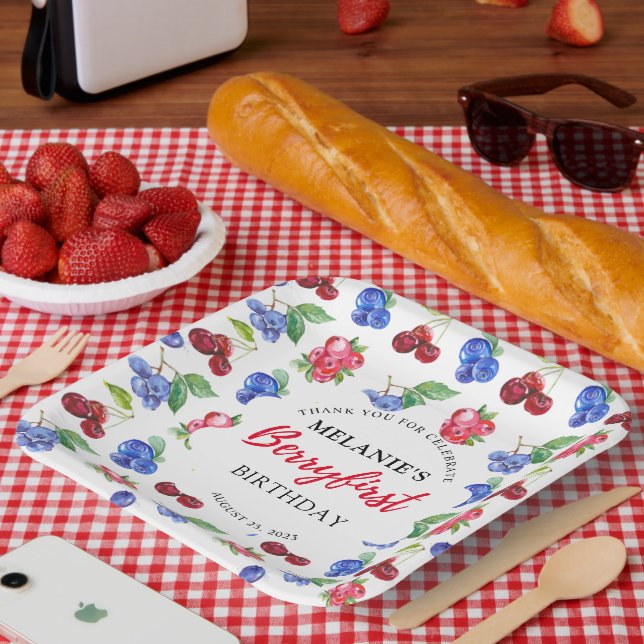 Berry First Birthday Paper Plate Pappteller (Picknick)