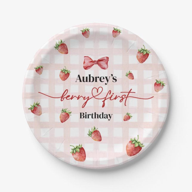 Berry First Birthday Paper Plate Pappteller (Vorderseite)