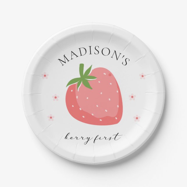 Berry First Birthday Paper Tellers Strawberry Part Pappteller (Vorderseite)