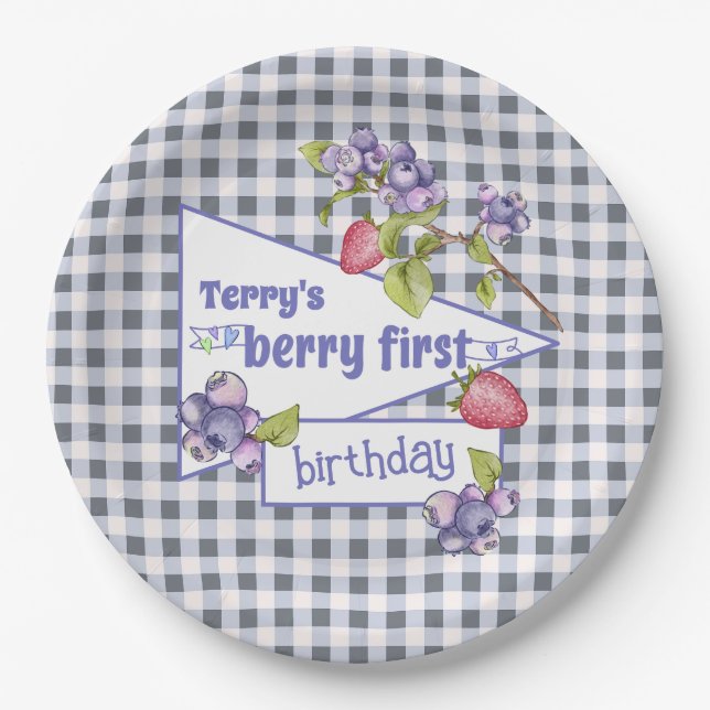 Berry First Birthday Pappteller (Vorderseite)