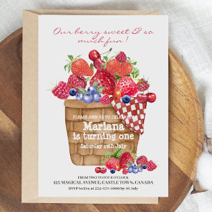 Berry First Birthday Party Einladung Strawberry