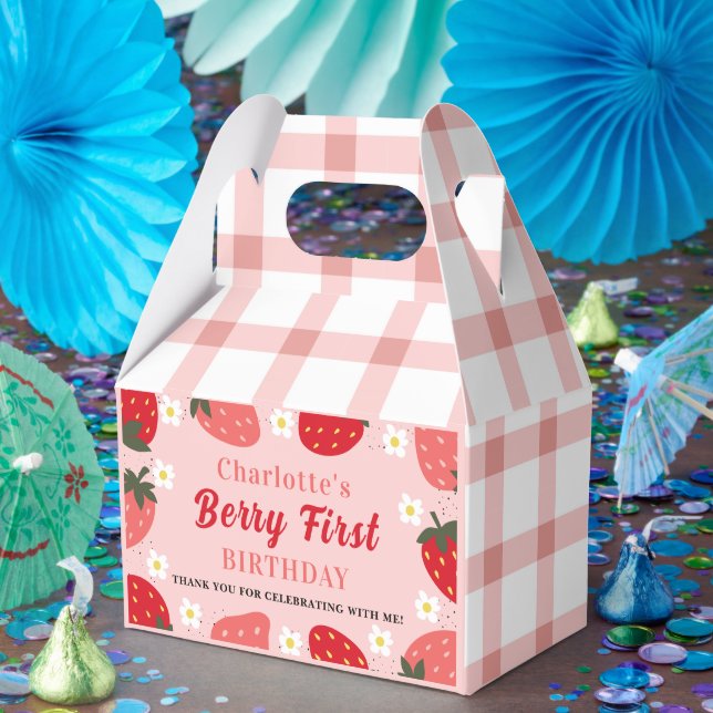Berry First Birthday Party Einladung Strawberry F Geschenkschachtel (Party)