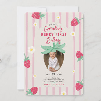 Berry First Birthday Party Invitation with Photo Einladung