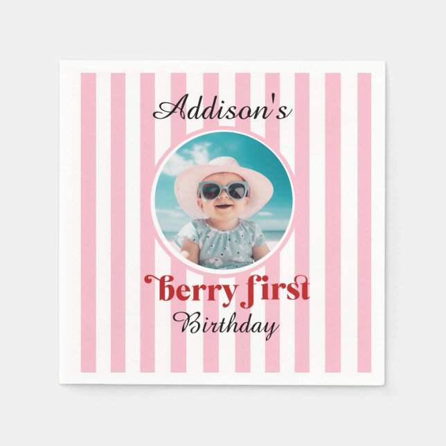Berry First Birthday Party Paper Cup Serviette (Vorderseite)