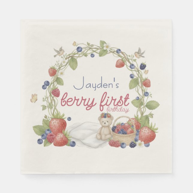 Berry First Birthday Party Serviette (Vorderseite)