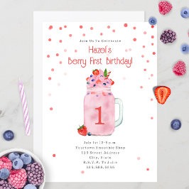 Berry First Birthday Party Smoothie Einladung