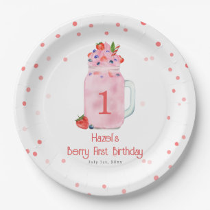 Berry First Birthday Party Smoothie Pappteller
