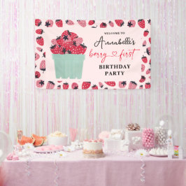 Berry First Birthday Party Strawberry Banner