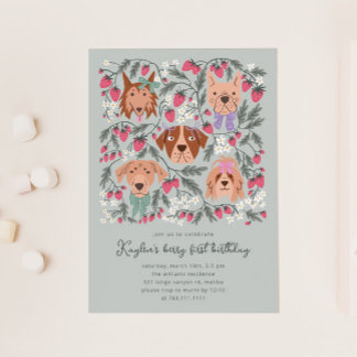 Berry First Birthday Party | Strawberry Dogs Einladung