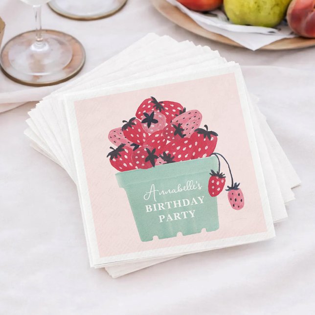 Berry First Birthday Party Strawberry Serviette (Von Creator hochgeladen)