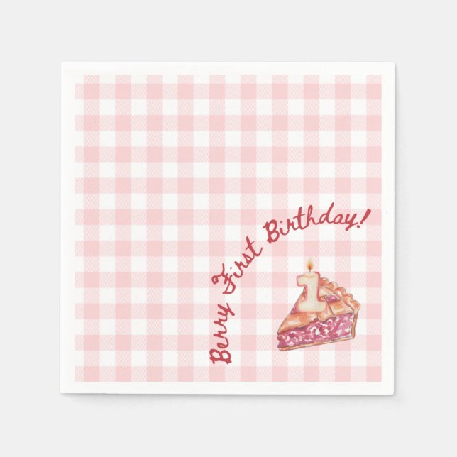 Berry First Birthday Picnic Themed Napkin Serviette (Vorderseite)