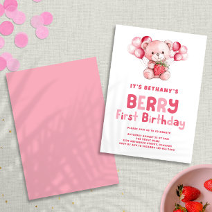 Berry First Birthday Strawberry 1. Geburtstag Einladung