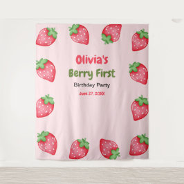 Berry First Birthday Strawberry 1. Geburtstag Wandteppich