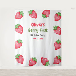 Berry First Birthday Strawberry 1. Geburtstag Wandteppich