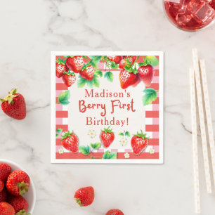 Berry First Birthday - Strawberry 1. Girl-Party Serviette